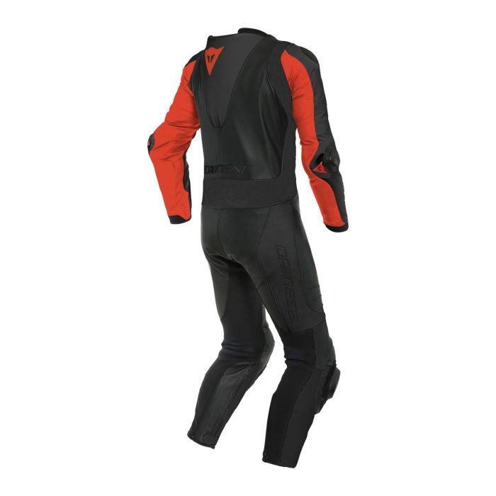 Tuta In Pelle Intera Traspirante Dainese Laguna Seca 5 Black/fluo-red