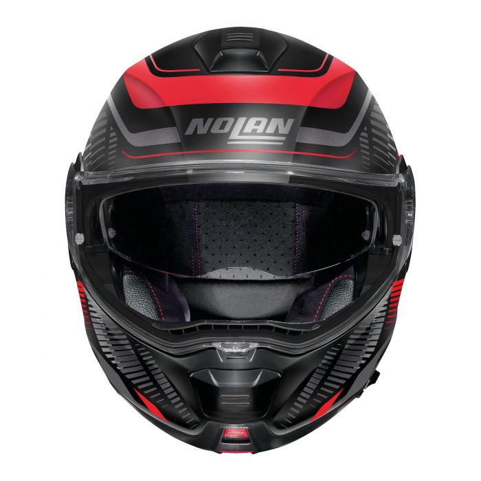 Casco Modulare Nolan N100-5 Plus Starboard N-com Black Red Matt