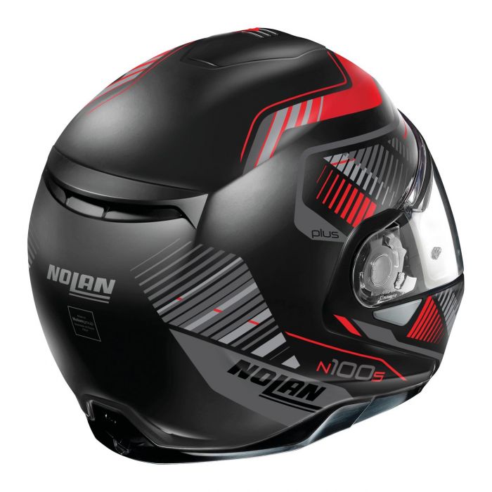 Casco Modulare Nolan N100-5 Plus Starboard N-com Black Red Matt
