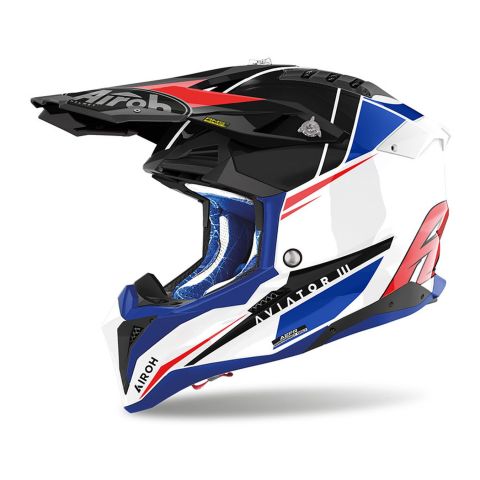 Casco Airoh Off Road Aviator 3 Push Blue/red Gloss