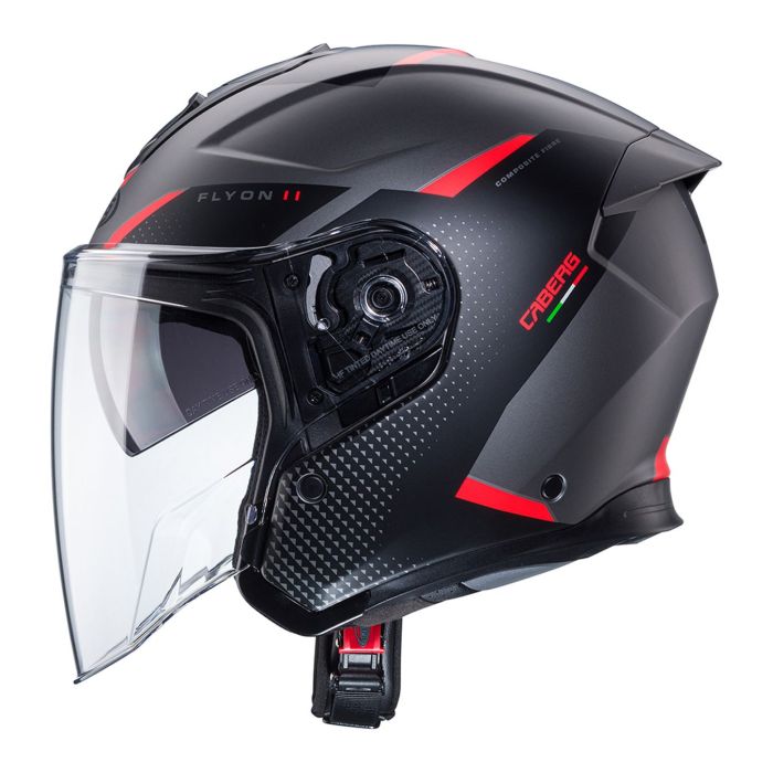 Casco Jet Caberg Flyon Ii Boss Matt Grey/ Red