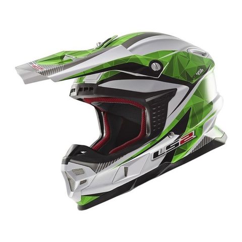 Casco Integrale Cross Ls2 Mx456 Fibra Quartz White Green