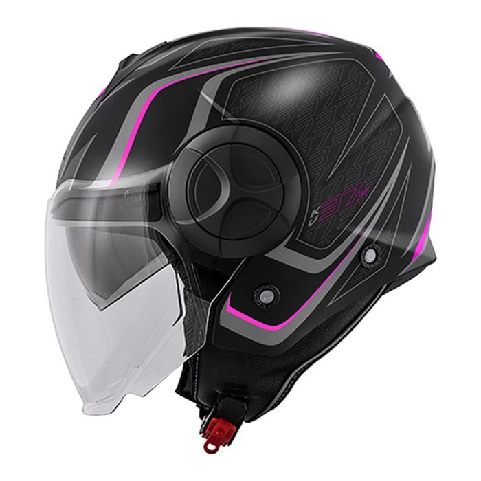 Casco Jet Kappa Kv37r Evo Sharp Nero Opaco / Rosa