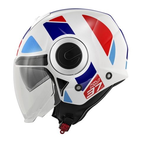 Casco Jet Kappa Kv37r Evo Style Bianco / Blu / Rosso