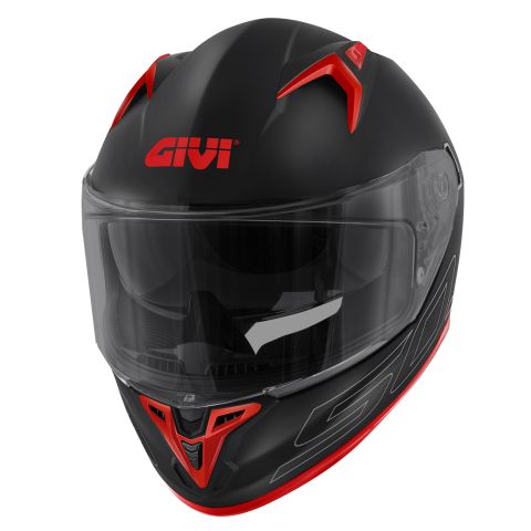 Casco Integrale Givi 50.9 Solid Opaco Nero/argento/rosso