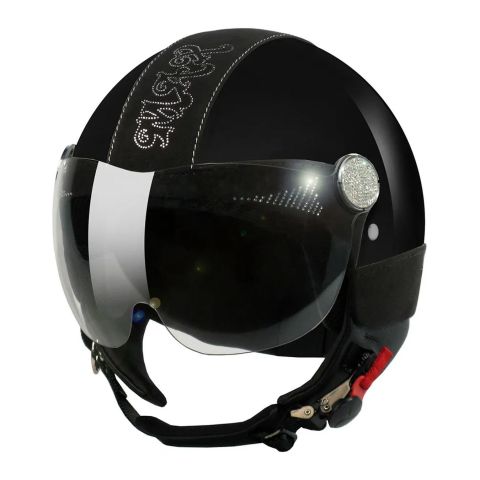 Casco New Max Posh Con Swarovski Nero Opaco Nero