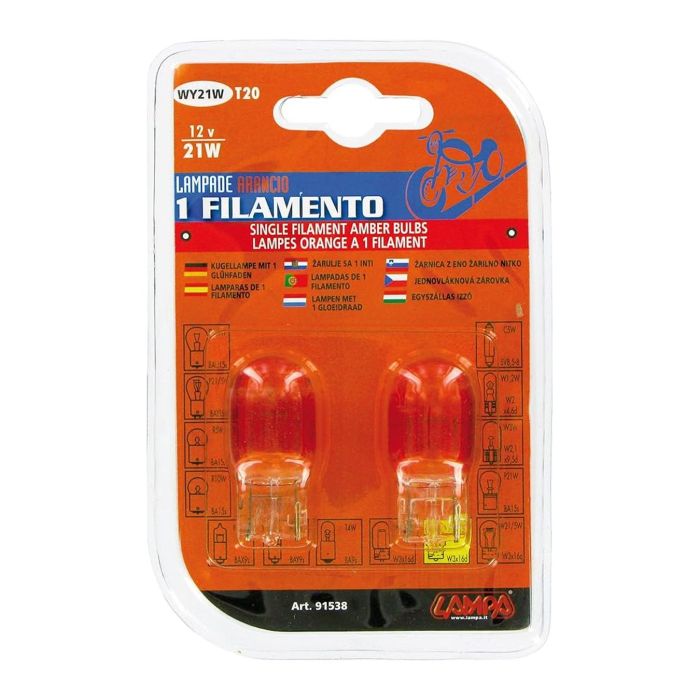Coppia Lampade 12v Ambra 21w T20