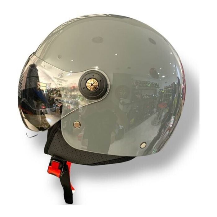 Casco Jfm Demi Jet Monocolore Grigio Lucido