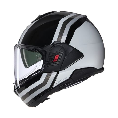 Casco Nolan N120-1 Lineo Nero Bianco Argento