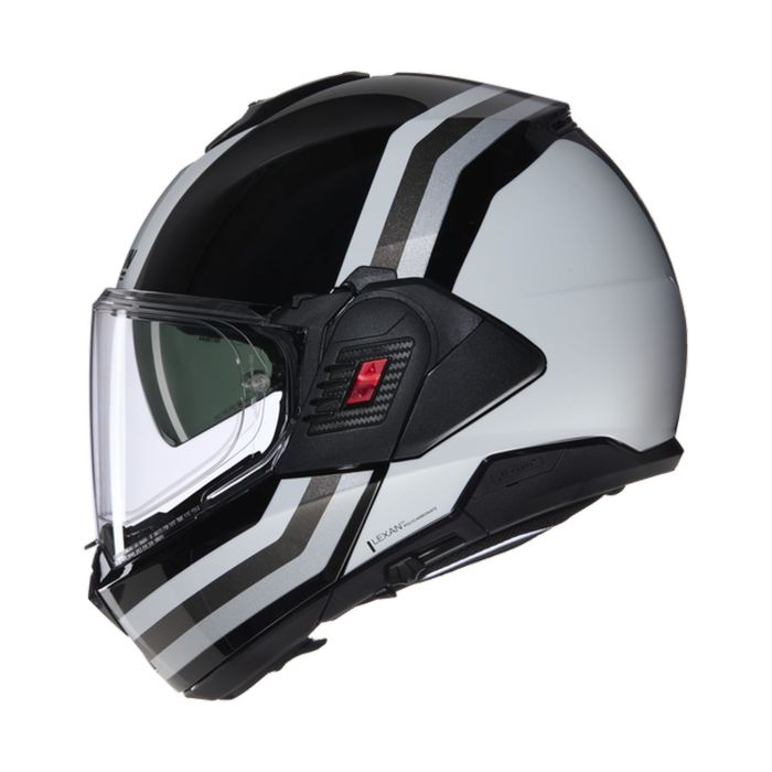 Casco Nolan N120-1 Lineo Nero Bianco Argento
