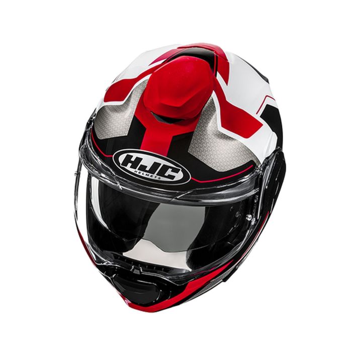 Casco Modulare Hjc F100 Bios Mc1 Rosso Bianco Gri