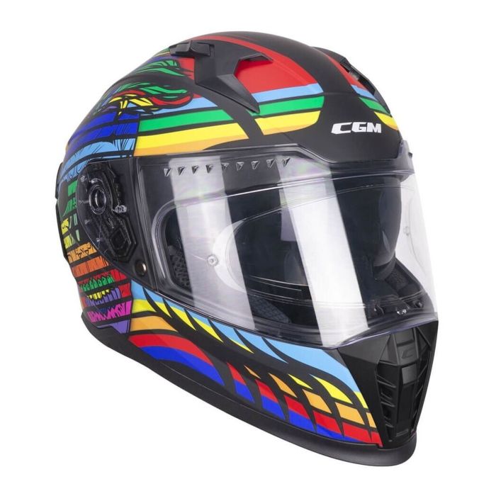 Casco Integrale Cgm 311x Blast Skull Nero Blu Rosso Opaco