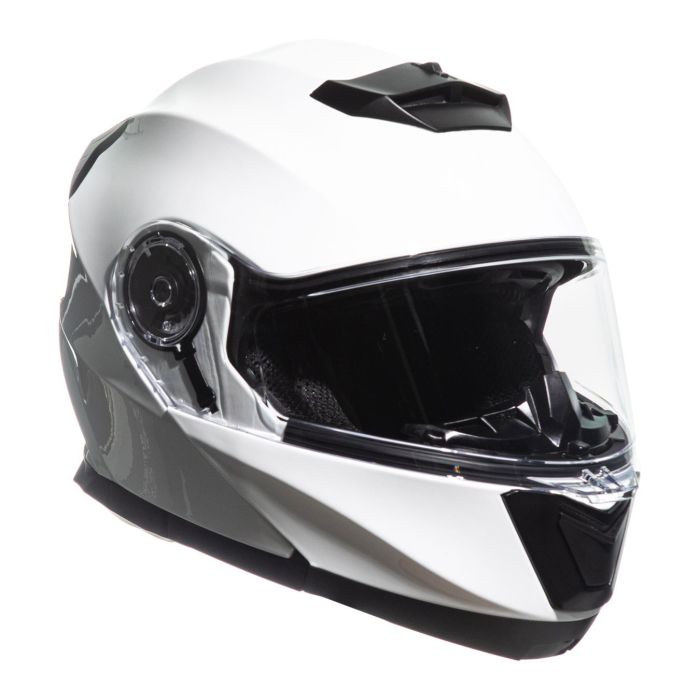 Casco Jfm Flip-up Apribile Doppia Visiera Bianco Lucido