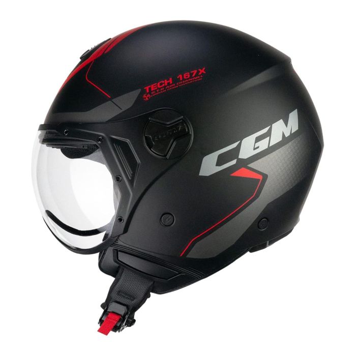 Casco Cgm 167k Flo City Visiera Sagomata Nero Rosso Opaco
