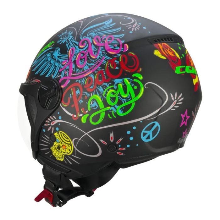 Casco Cgm 167s Flo Joy Visiera Sagomata Nero Azz Verde Opaco
