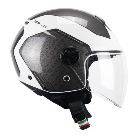 Casco Cgm 167l Flo Bico Visiera Lunga Bianco Grigio