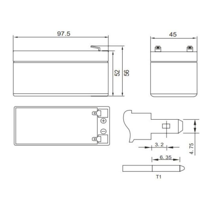 Batteria Al Piombo Ricaricabile AGM Per Servizi 12v 1,3ah