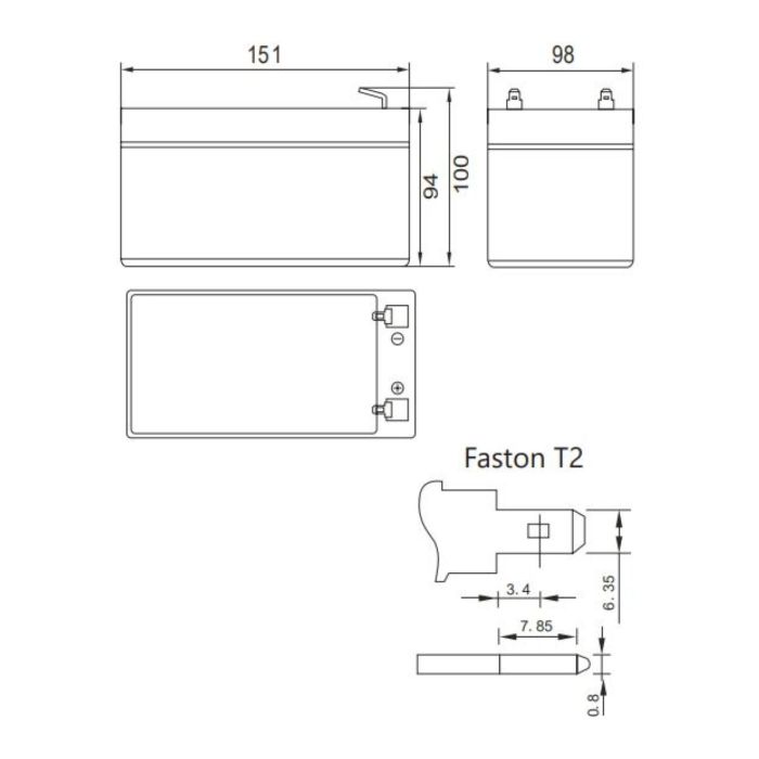 Batteria Al Piombo Ricaricabile AGM CICLICA Per Servizi 12v 14