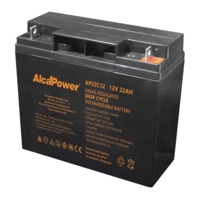 Batteria Al Piombo Ricaricabile AGM CICLICA Per Servizi 12v 22