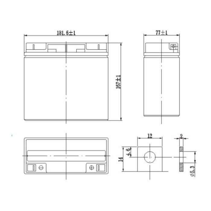 Batteria Al Piombo Ricaricabile AGM CICLICA Per Servizi 12v 22
