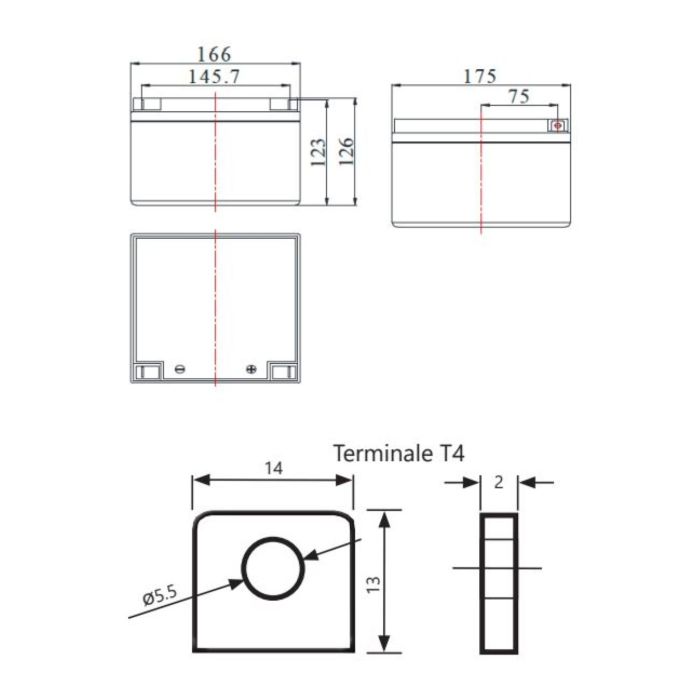 Batteria Al Piombo Ricaricabile AGM CICLICA Per Servizi 12v 26