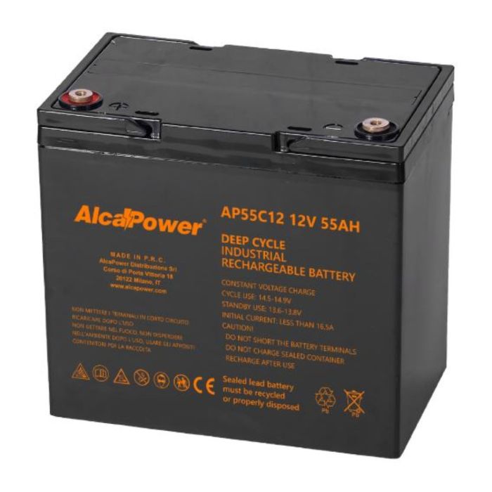 Batteria Al Piombo Ricaricabile AGM CICLICA Per Servizi 12v 55ah