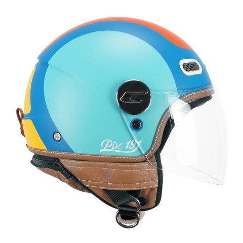 Casco Cgm 191g Pix Sprint Celeste Arancione Op. Visiera Lunga Celeste Arancio Opac