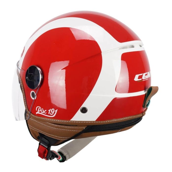 Casco Cgm 191g Pix Sprint Celeste Arancione Op. Visiera Lunga Rosso Bianco