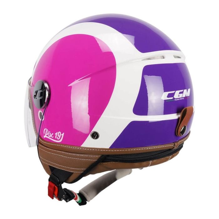 Casco Cgm 191g Pix Sprint Celeste Arancione Op. Visiera Lunga Viola Fucsia Fluo