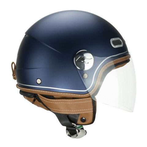 Casco Cgm 191v Pix Vintage Visiera Lunga Blu Argento Satinato