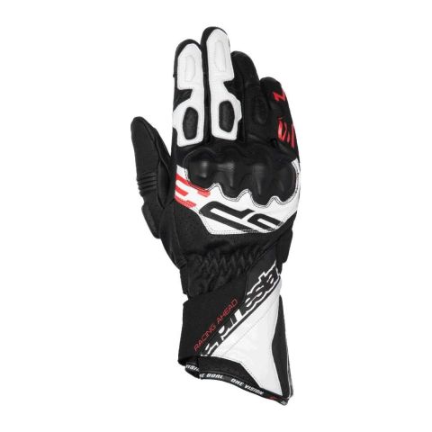 Guanti In Pelle Alpinestard Sp-3 Gloves Black White Red Fluo