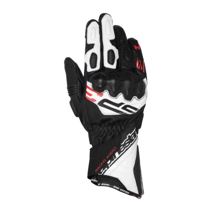 Guanti In Pelle Alpinestard Sp-3 Gloves Black White Red Fluo