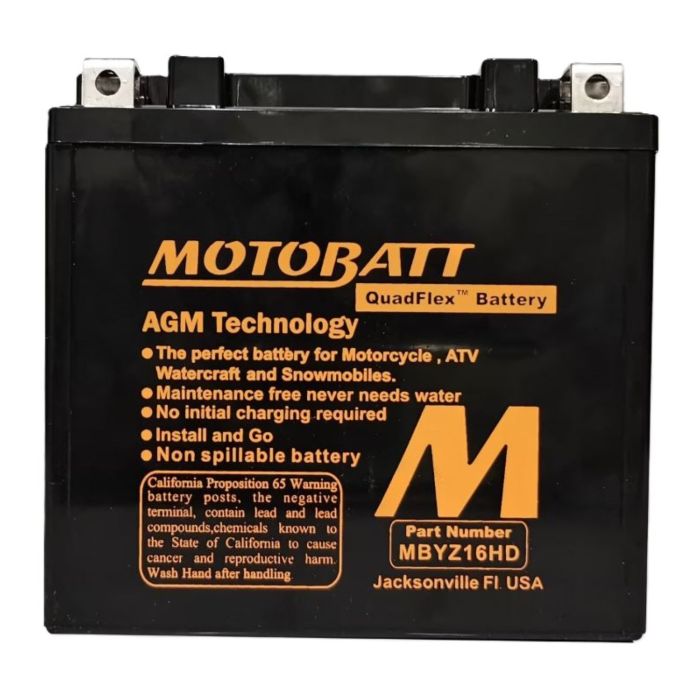 Batteria Potenziata Agm Motobatt 16,5 Ah Mbyz16hd