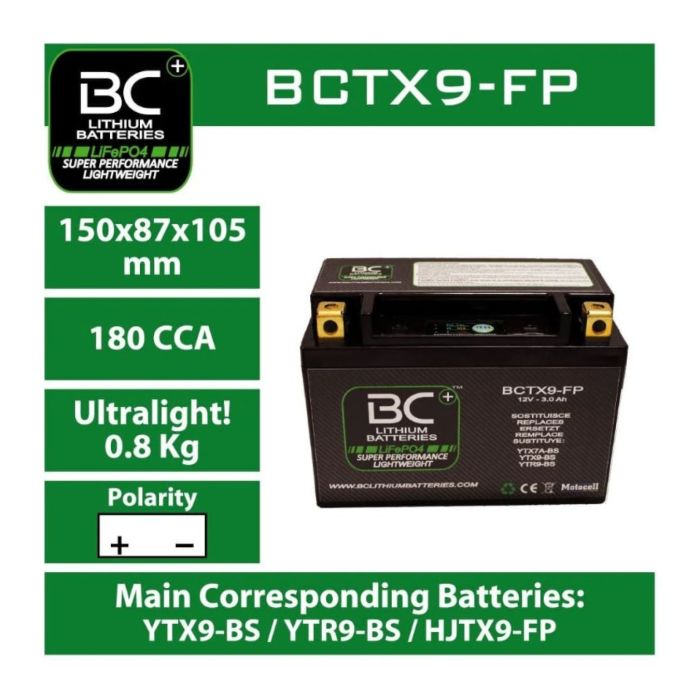 Batteria Litio Lifepo4 Bctx9l-fp