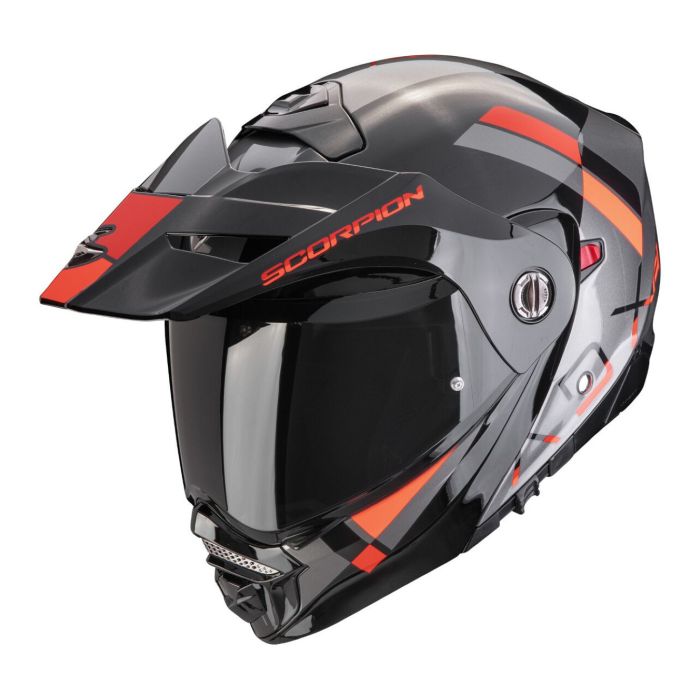 Casco Scorpion Adx-2 Galane Argento-nero-rosso