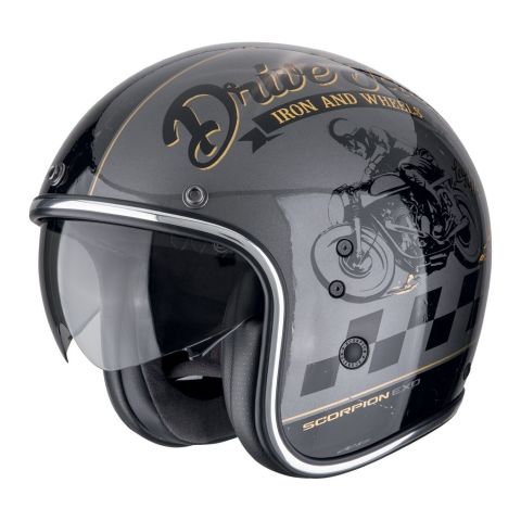 Casco Scorpion Belfast Evo Drive Fast Argento-nero-oro