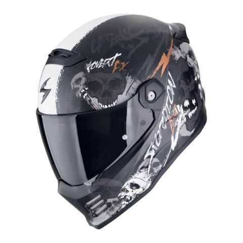 Casco Scorpion Covert Fx Skullz Nero Opaco-grigio-or