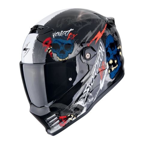 Casco Scorpion Covert Fx Skullz Nero-grigio-rosso