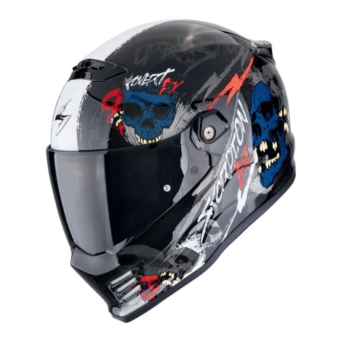 Casco Scorpion Covert Fx Skullz Nero-grigio-rosso
