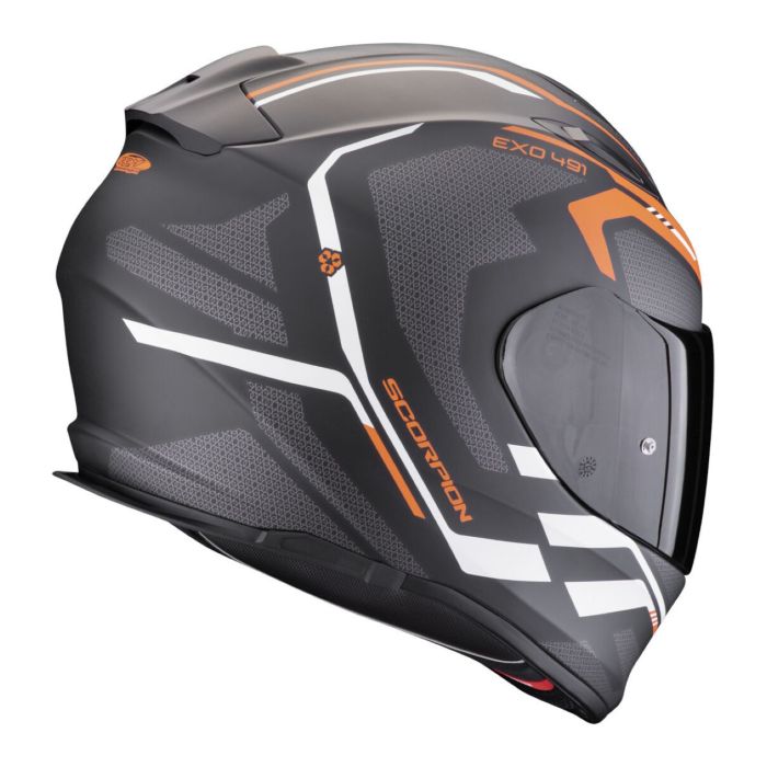 Casco Scorpion Exo-491 Kripta Nero-arancia-bianco
