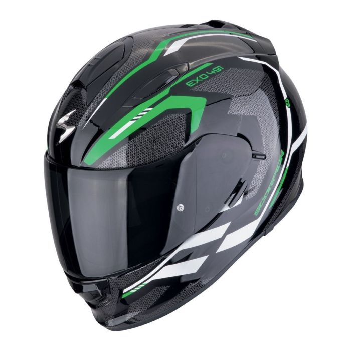 Casco Scorpion Exo-491 Kripta Nero-verde-bianco