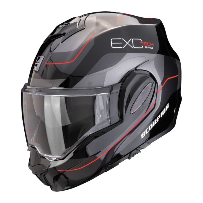 Casco Scorpion Exo-tech Evo Pro Commuta Nero-argento-rosso