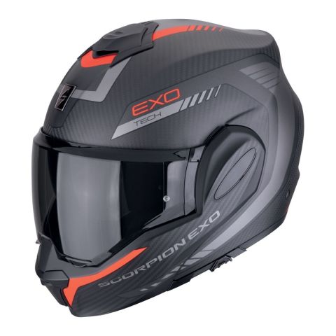 Casco Scorpion Exo-tech Evo Carbon Cosy Nero Opaco-rosso