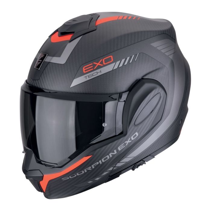 Casco Scorpion Exo-tech Evo Carbon Cosy Nero Opaco-rosso