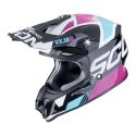 Casco Scorpion Vx-16 Evo Air Analog Metal Nero-blu-rosa