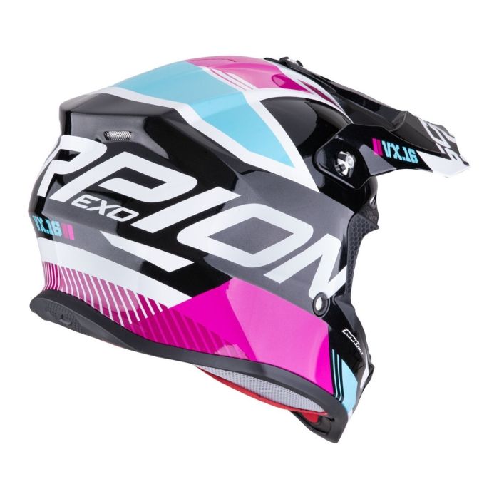 Casco Scorpion Vx-16 Evo Air Analog Metal Nero-blu-rosa