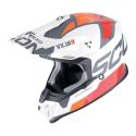 Casco Scorpion Vx-16 Evo Air Analog Bianco-arancione