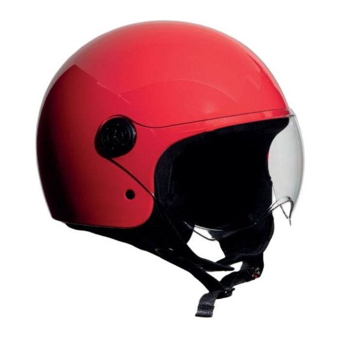 Casco Jfm Demi Jet Monocolore Rosso Lucido