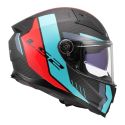 Casco Integrale Ls2 Vector II Carbon Grid 06 Red Cyan