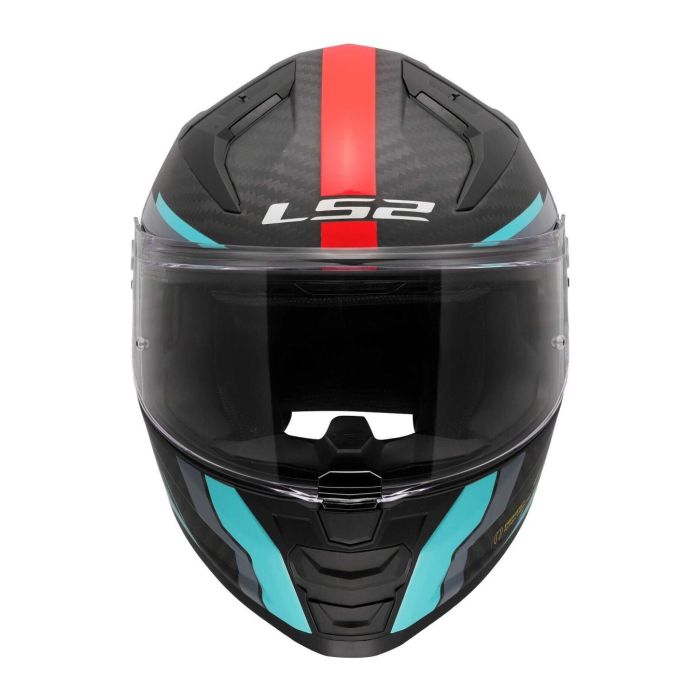 Casco Integrale Ls2 Vector II Carbon Grid 06 Red Cyan